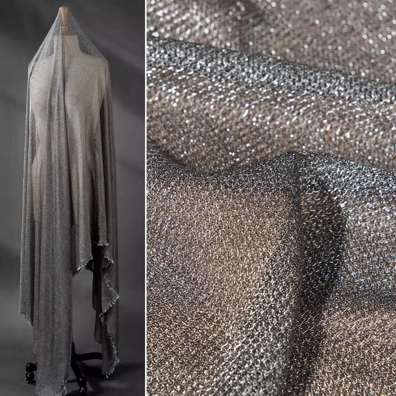 3D Printing On Fabric - Light Gray Metallic Thread Fabric Four