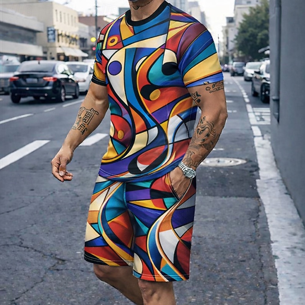 3D Printing Kit - Men's 2pcs Tees Sets Summer Tops