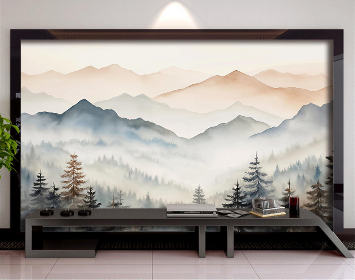 3D Printing Heat Resistant Material - Customized Size Mural Mist Forest Mountain