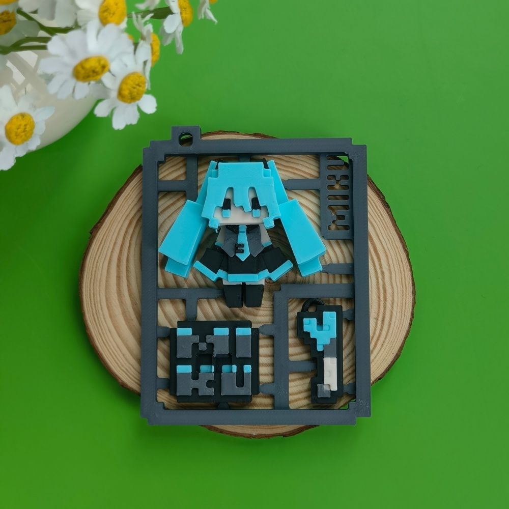 3D Printed Cute Pixel Hatsune  - 3D Printing Model Free review and price