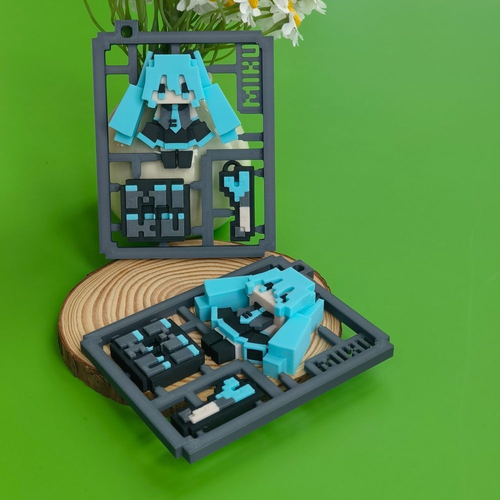 3D Printed Cute Pixel Hatsune  - 3D Printing Model Free review and price