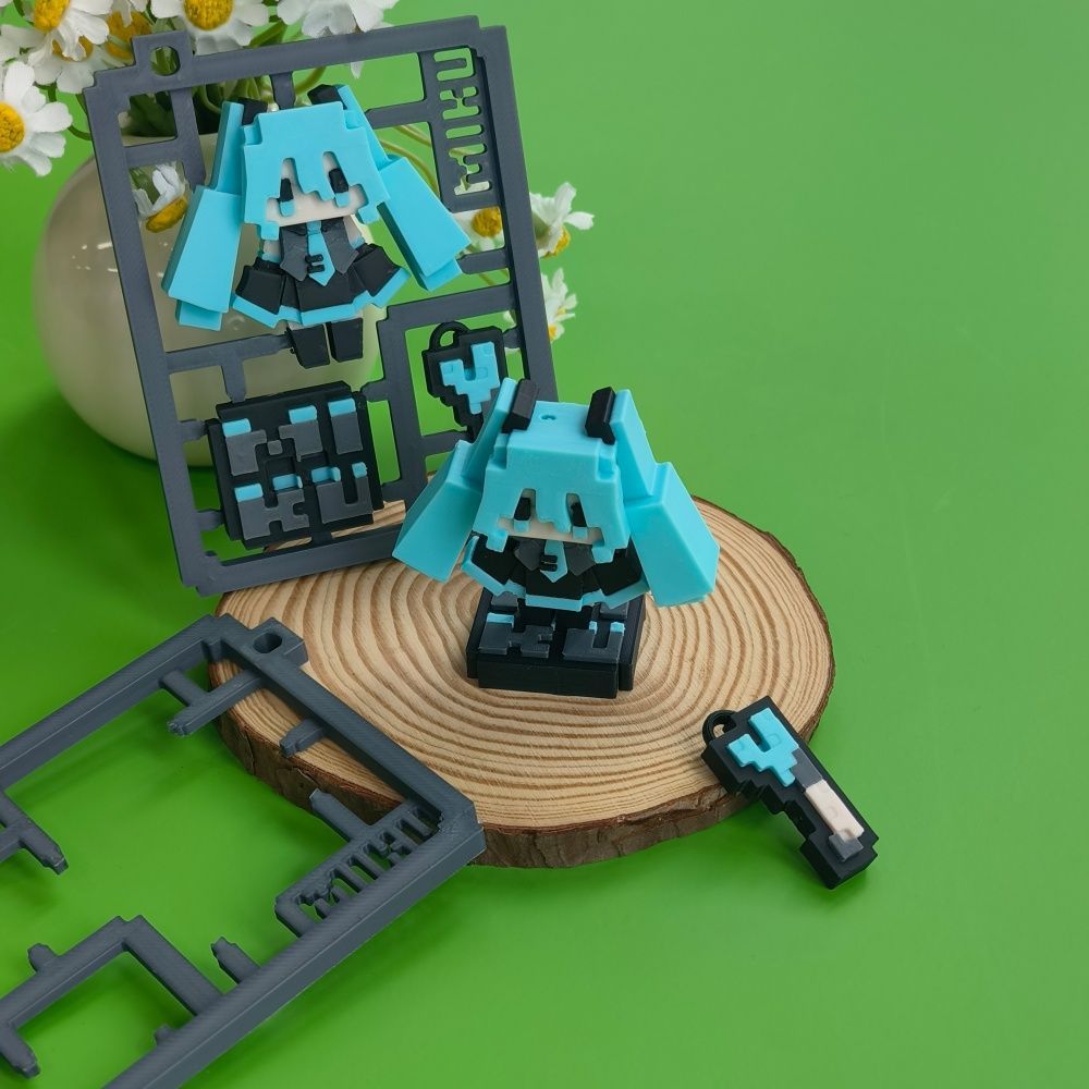 3D Printed Cute Pixel Hatsune  - 3D Printing Model Free review and price